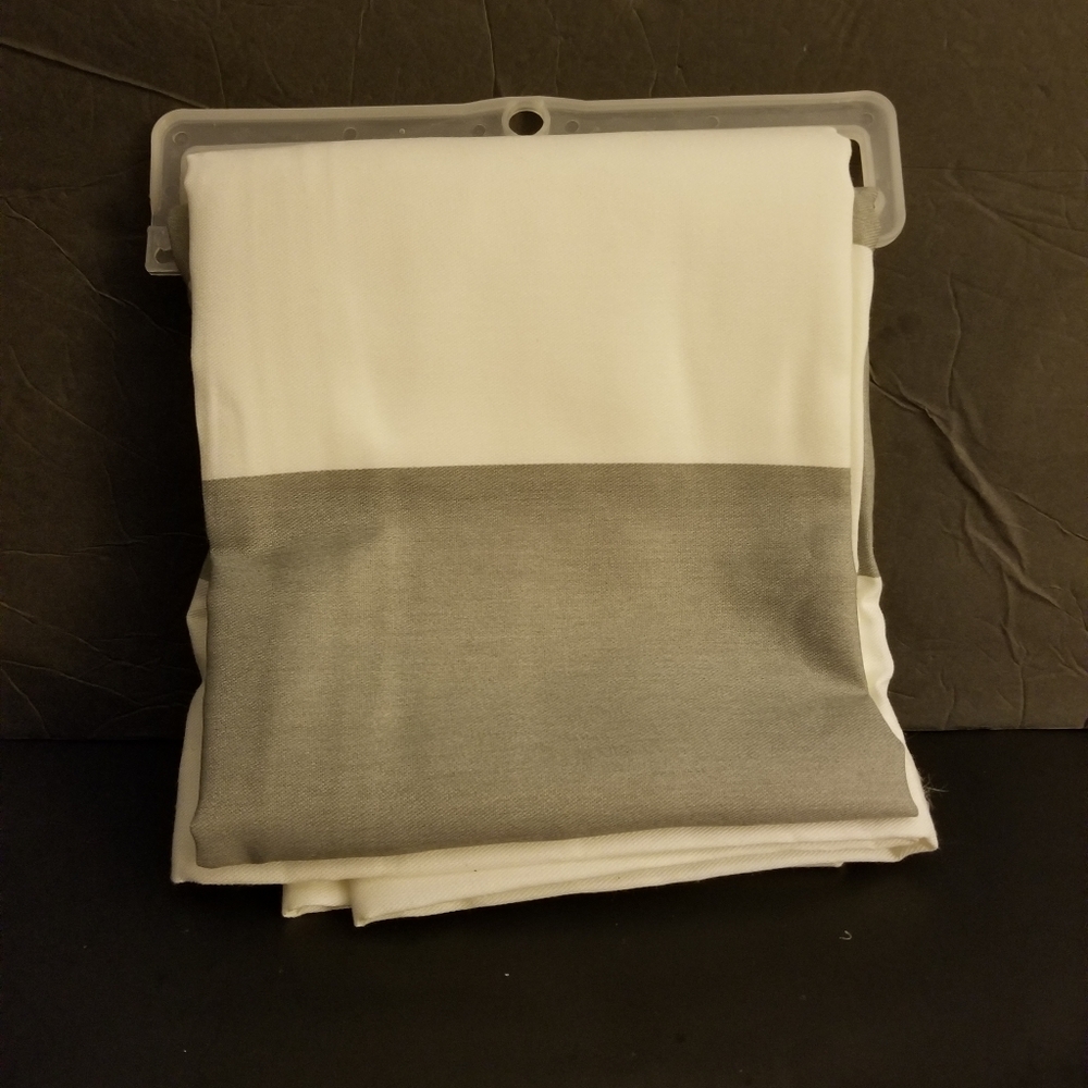 NEW Room Essentials Gray & White Rugby Stripe Shower Curtain
